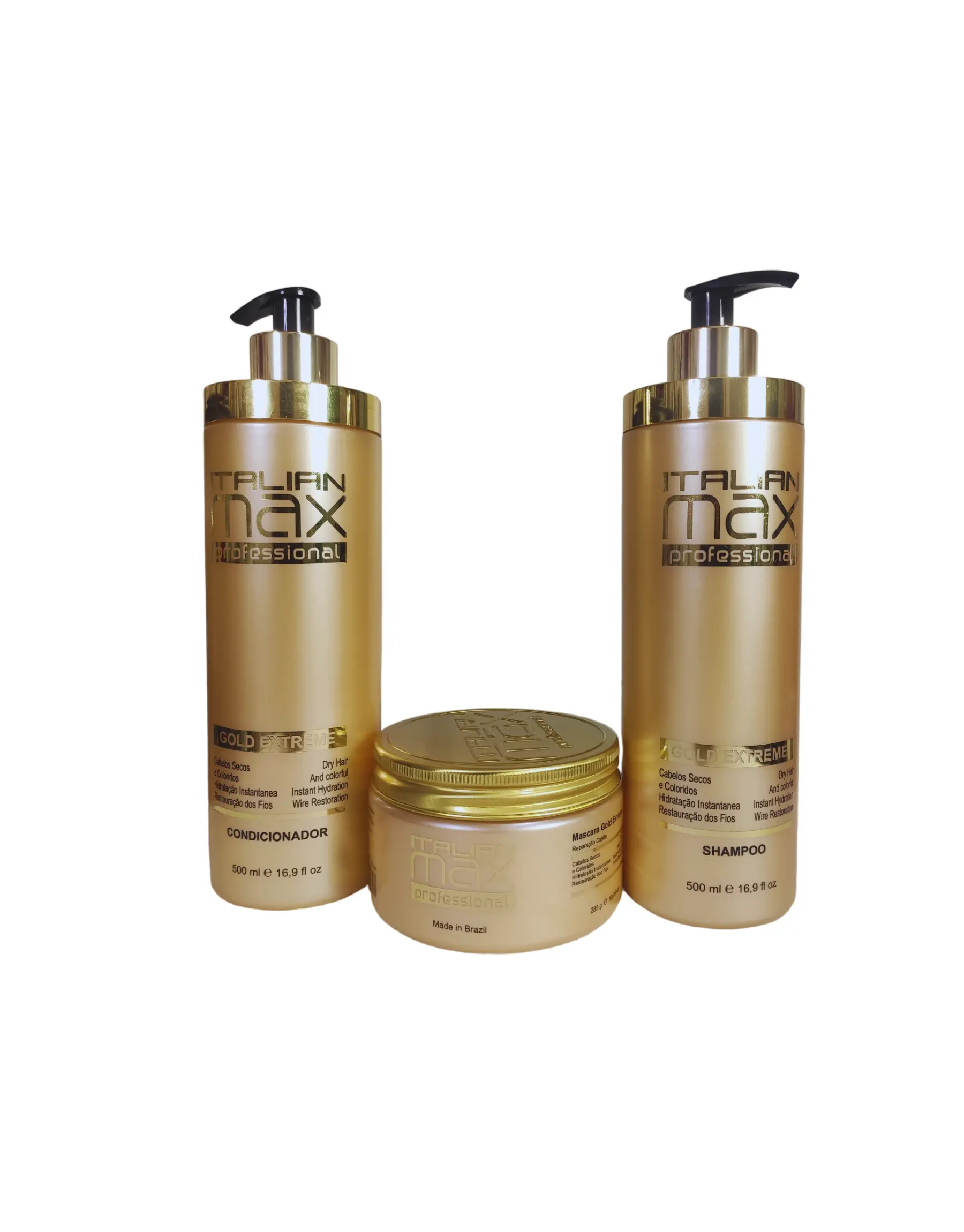 Italian Max Kit Gold Extreme Shampoo - Condicionador 500ml y Mascarilla 285gr