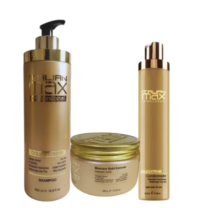 Italian Max Kit Gold Extreme Shampoo 500ml- Acondicionador 300ml + Mascarilla 285gr